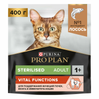 Pro Plan сухой корм 400г Sterilised Vital Function для кастрированных и стерилизованных кошек с лососем