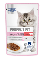 Perfect Fit пауч 75г для котят с говядиной соус