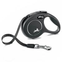 FLEXI New Classic XS Рулетка для собак (до 12кг) 3 м лента черная 023129