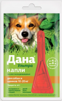 Дана Ультра 1,6мл капли №1 для собак и щенков 10-20кг против блох/клещей /фипронил, ивермектин, пирипрокс