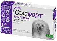 Селафорт  30мг №1 капли д/собак 2,6-5кг от внеш.и внутр.паразитов /селамектин/ КRКА