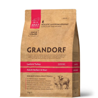 СКИДКА6% GRANDORF DOG сух. 3кг ADULT MAXI низкозер.д/собак круп.пород ягненок/индейка,цена до скидки-4149,00,новая цена-