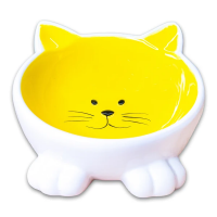 Mr.Kranch /MKR639675/ Миска керамика для кошек Мордочка кошки на ножках,желтая 100мл