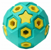 СКИДКА10% HOMEPET SILVER SERIES /145Y009TY/ Игрушка резина для собак Мяч звездное небо бирюзово-желтый каучук 8см цена до скидки 910,00 новая цена-