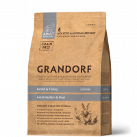 СКИДКА6% GRANDORF DOG сух. 1кг ADULT MED&MAXI беззер.д/собак сред/круп.пород кролик/индейка,цена до скидки-1883,00,новая цена-