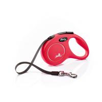 FLEXI New Classic S Рулетка для собак (до 15кг) 5 м лента красная 023204