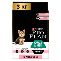 Pro Plan сух. 3кг Puppy S&M OPTI Derma д/щенков мелк.пор.чувств.кожа лос/рис /под заказ/