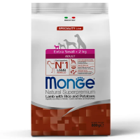 MONGE сухой корм 800г Dog Adult Speciality Extra Small для взрослых собак миниатюрных пород ягненок с рисом и картофелем 1471