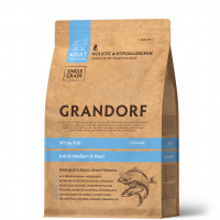 СКИДКА6% GRANDORF DOG сухой корм 1кг ADULT MED&MAXI низкозерновой корм для собак средних и крупных пород белая рыба,цена до скидки-1755,00,новая цена-